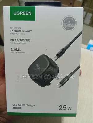 Ugreen Usb-C 25w Pd Charger With C-C 2m Cable Uk Black