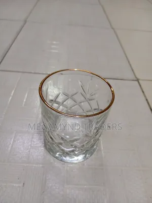 Gold Rim Whiskey Glasses 6pc /Crystal Water Juice Glass