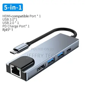 (5 in 1 Type-C)Usb C Hub Type C to Hdmi-Compatible Rj45 5 6