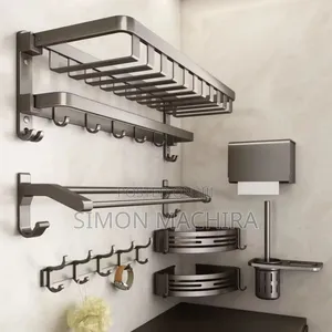 7pcs Multifunctional Aluminium Bath Towel Storage Rack