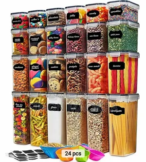 24pcs Airtight Plastic Containers Pantry Organizers