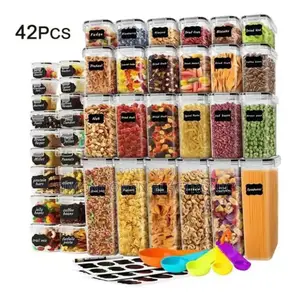 42pcs Airtight Plastic Containers Pantry Organizers