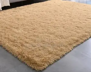 5 by 8 Soft Fluffy Grey Patches Carpets Non-Slip