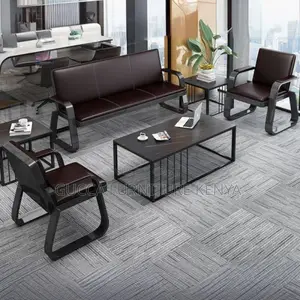 Sofas: 5-Seater Full Black Ergonomic Sofa Set-Steel Base