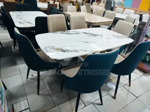 Marble Top Dining Table Set With Gold Coating + Delivery.