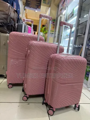 Pink Rubber Suitcase 3 in 1 Set (66cm,60cm,50cm Height 7500