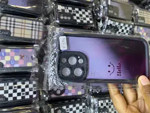 iPhone 13 Pro Purple Cute Hello Smile Tartan Plaid Case