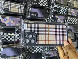 Waswe iPhone 13 Pro Max Brown Black Tartan Plaid Case