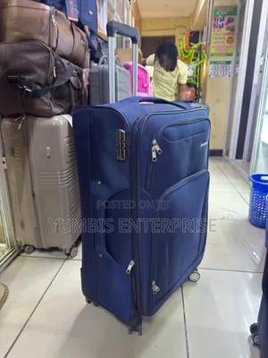 Navy Blue Large Fabric Suitcase Large 1pc Piece at 4500