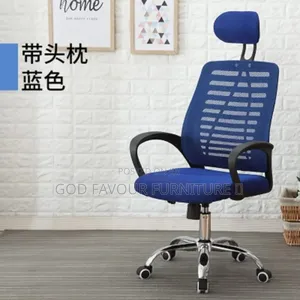 Unique Blue Adjustable Swivel Headrest Office Chair Kh5t