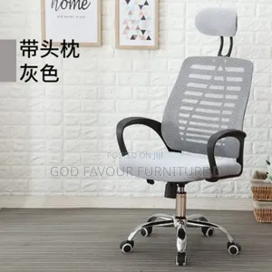 Elegant Gray Swivel High Back Ergonomic Headrest Chair Kn7y