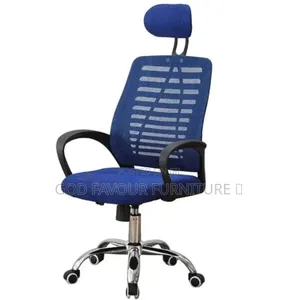 Blue Swivel Adjustable Headrest Office Chair Jcf4