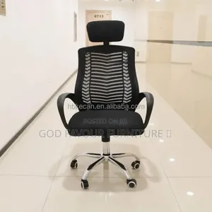 Swivel Adjustable Black Headrest Office Chair With Armrests