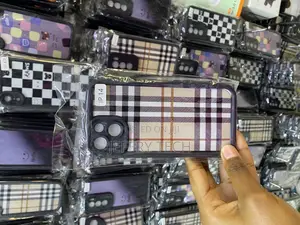 Plush Scottish Tartan Grid Stripe Fabric iPhone 14 Case