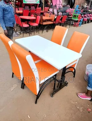 Orange/Striped White Restaurant Chairs