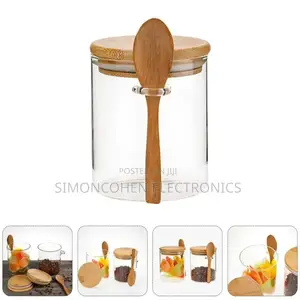 Glass Spice/ Storage Canister With Wooden Spoon