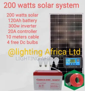 200 Watts Home Full Kit (120ah Battery + 300w Inverter + Free Cable)