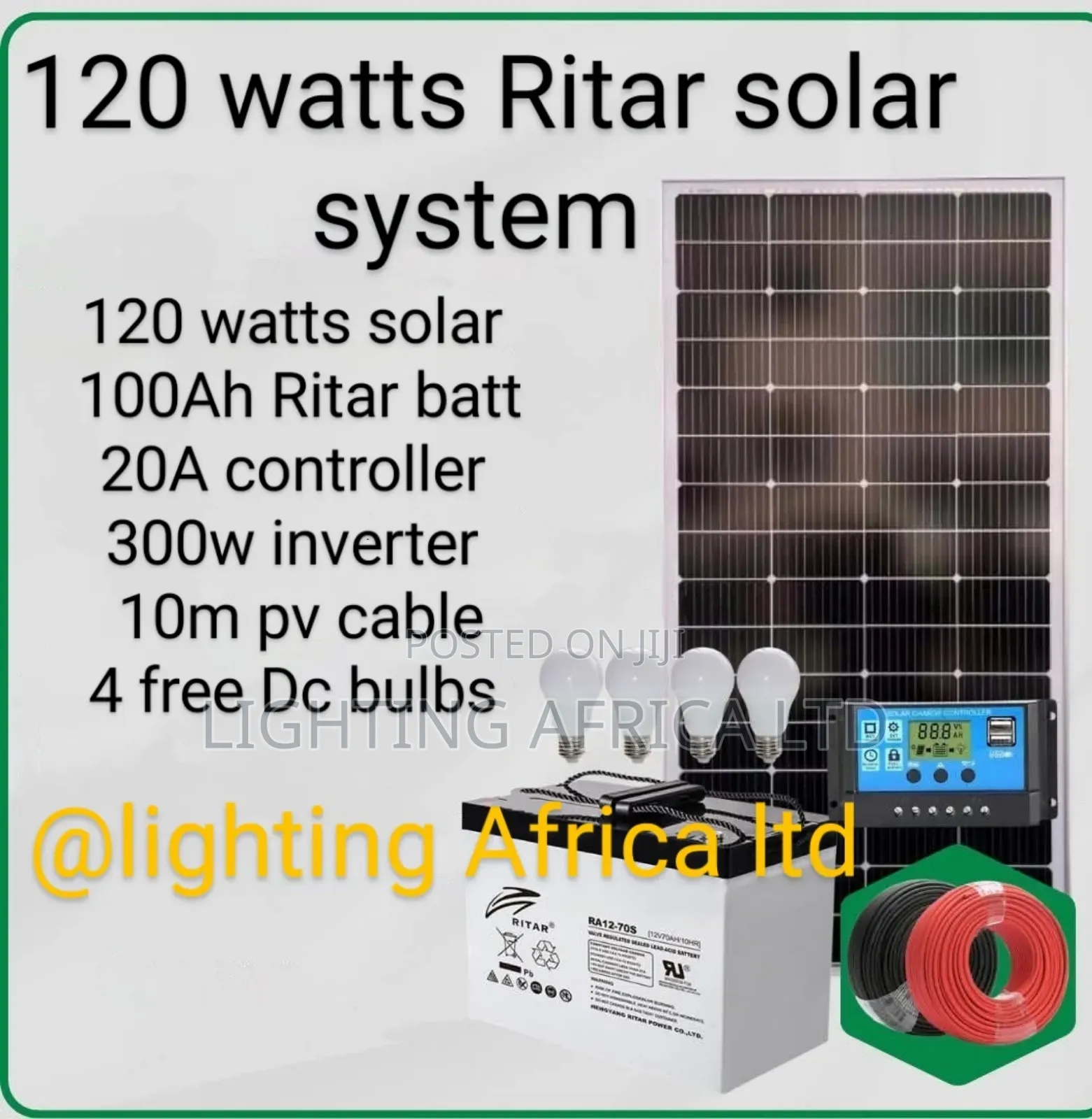 120 Watt's Ritar Solar System Complete