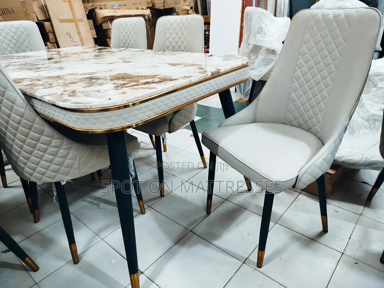 6 Chairs Dining Set With Marble Top Dining Table + Delivery.