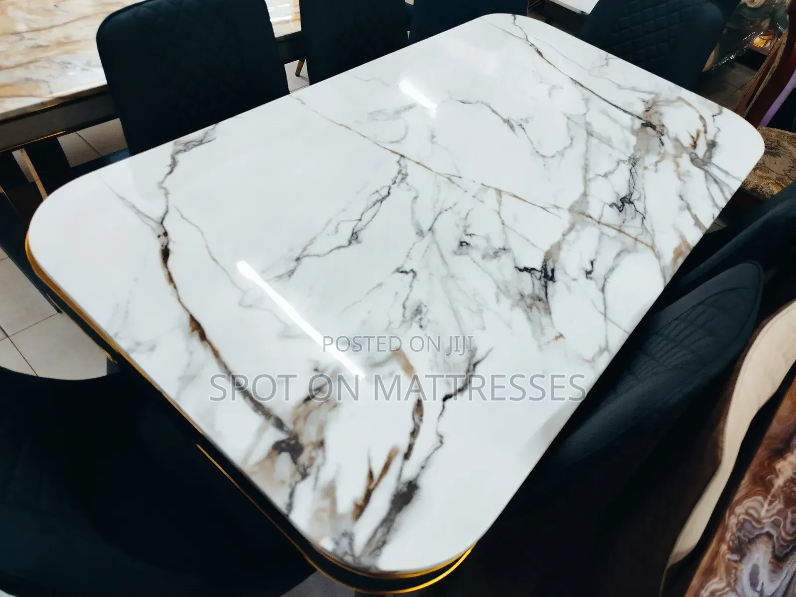 15% Off - Marble Top Dining Set With 6 Leather Chairs.