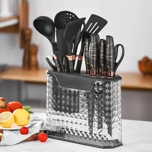 Black 16pcs/Stainless Steel Kitchen Knife Set