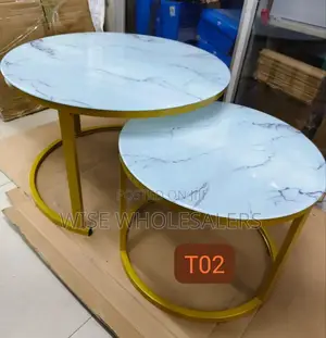 Marble Nesting Coffee Table (Glass Effect) White