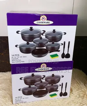 Brand New Tc 14 Pieces Non-Stick Black Coated Cooking