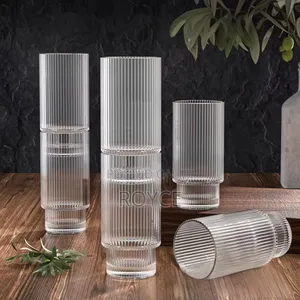 Ribbed Crystal Glass Tumblers-6pcs