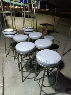 Backless Round Stools, Light Grey