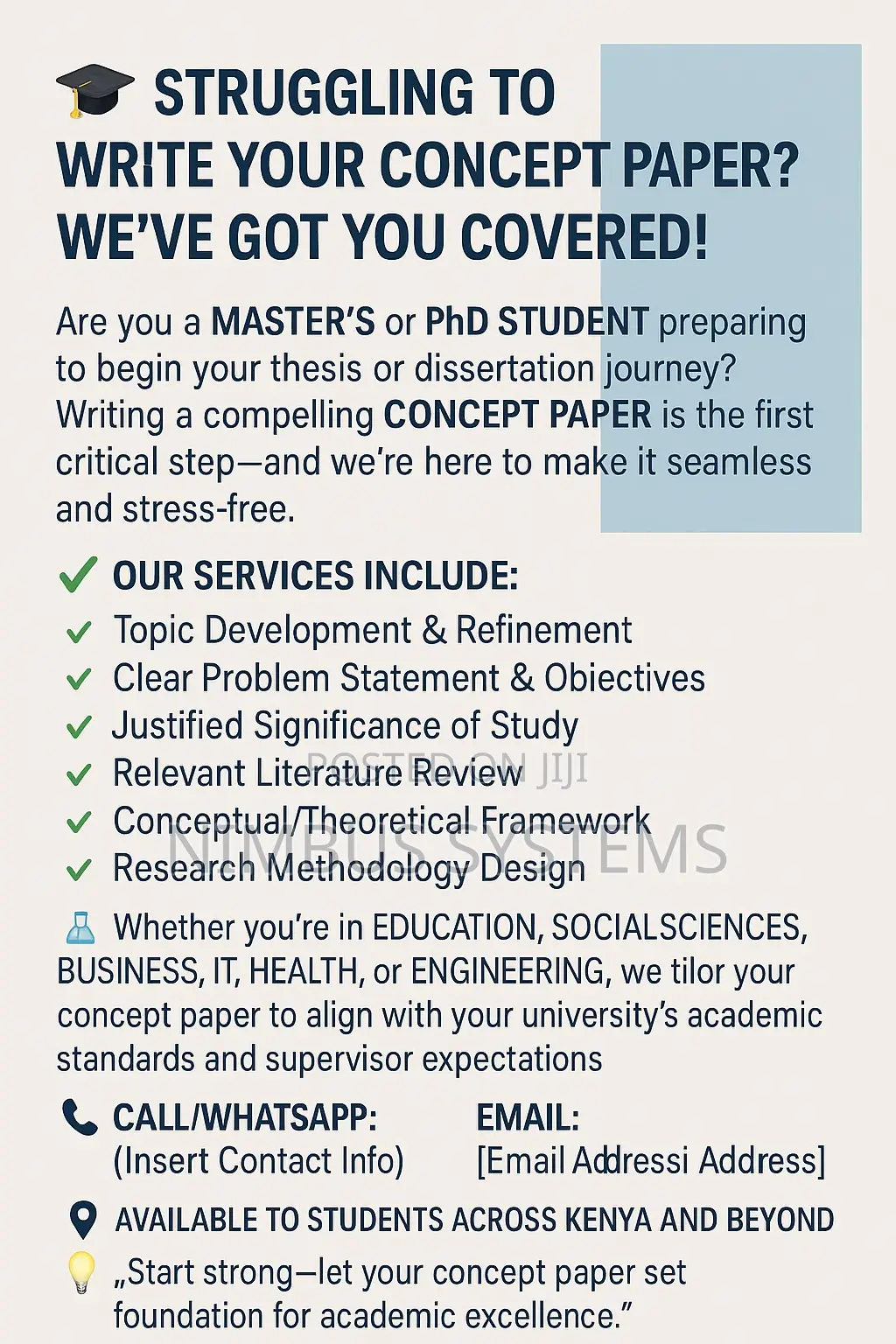 Postgraduate Masters and PHD Concept Paper