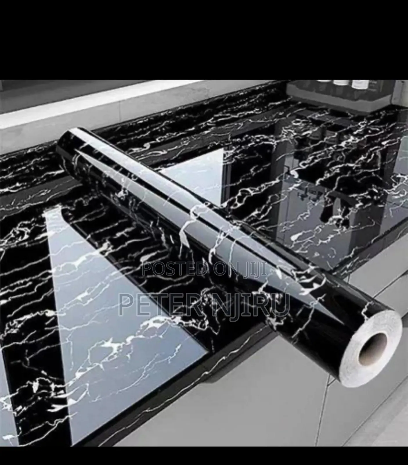 Marble Black Wallpaper With Adhesive 5 Yard 45cm