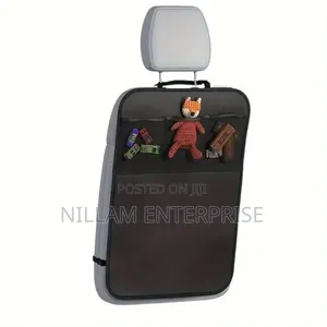 Car Back Seat Kick Mat + 3 Pockets Storage,