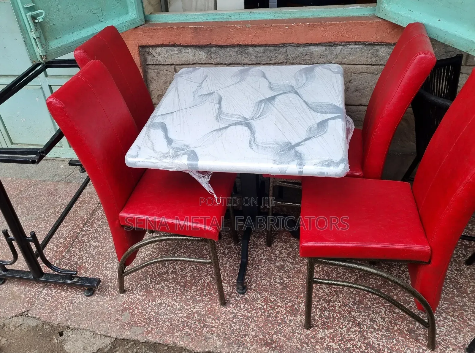 Restaurant Dining Set. Maroon Seats With Powder Coating