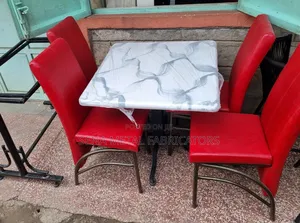 Restaurant Dining Set. Maroon Seats With Powder Coating