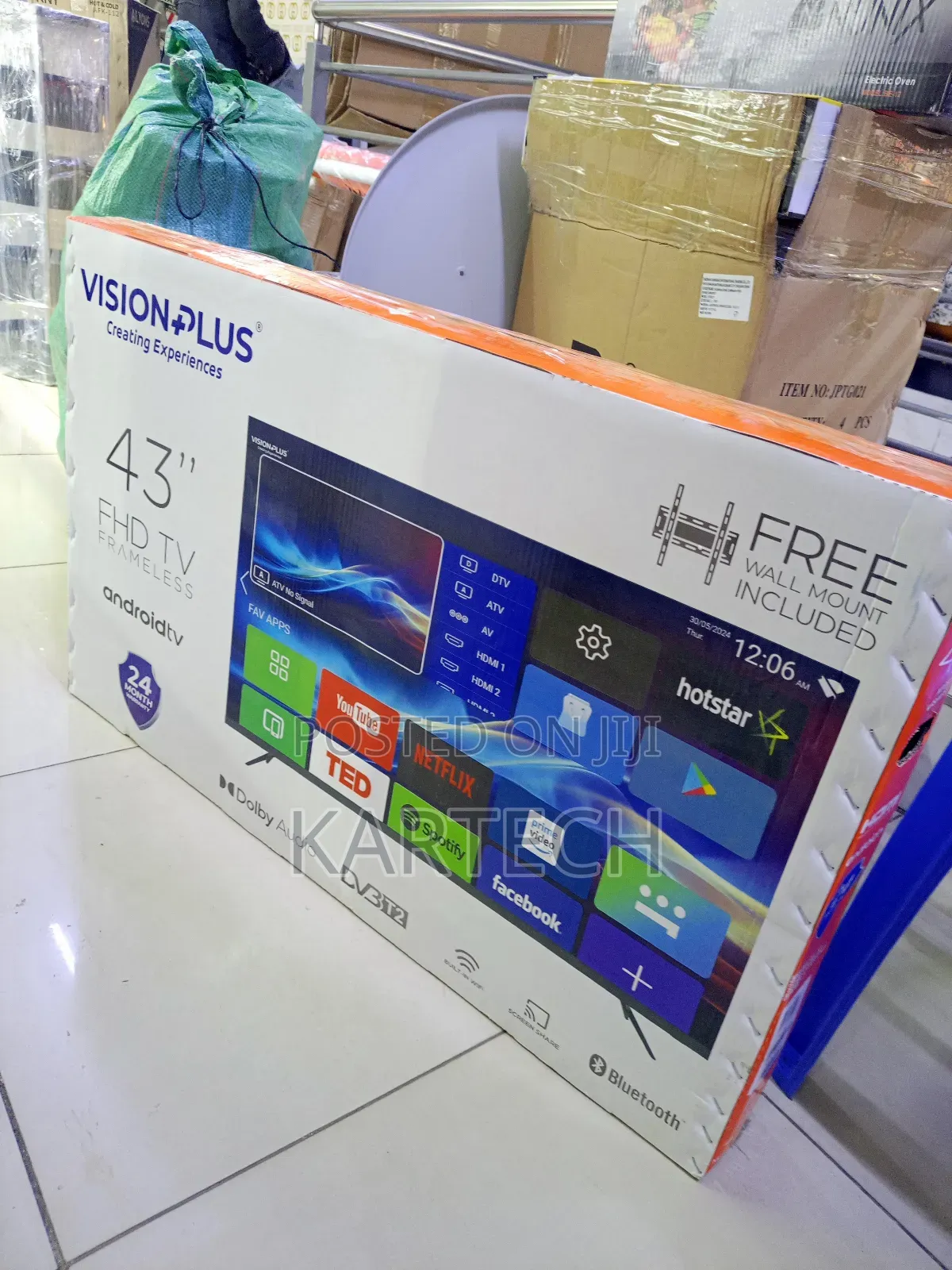 Vision Plus 43" Frameless Android Tv + Wall Mount ,Bluetooth
