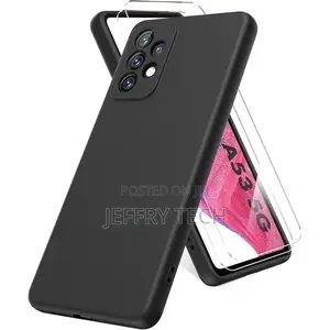 Samsung A53 5g Black Silicone Case + 1 Tempered Glass: Black