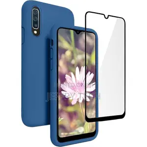 Samsung A50 Ceramic Anti-Shock Film and Silicone Case Blue