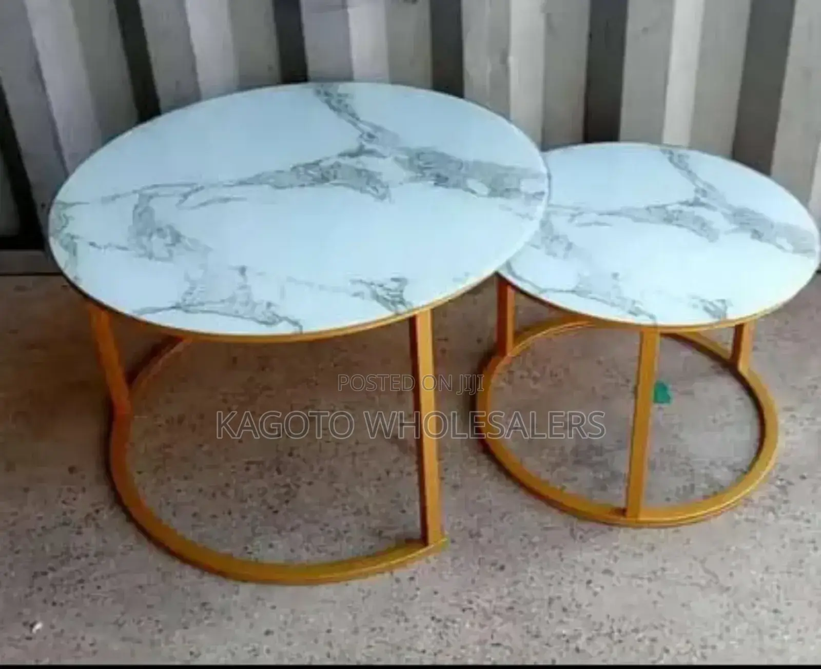 White Nesting Marble Table (Glass Effect) M-N