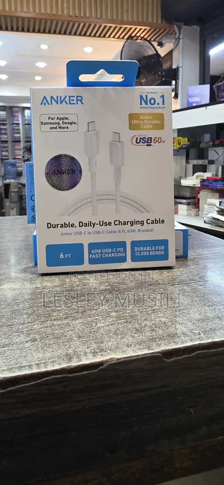 Anker Usb -C to Usb-C Cable(6tf,60w,Braided)
