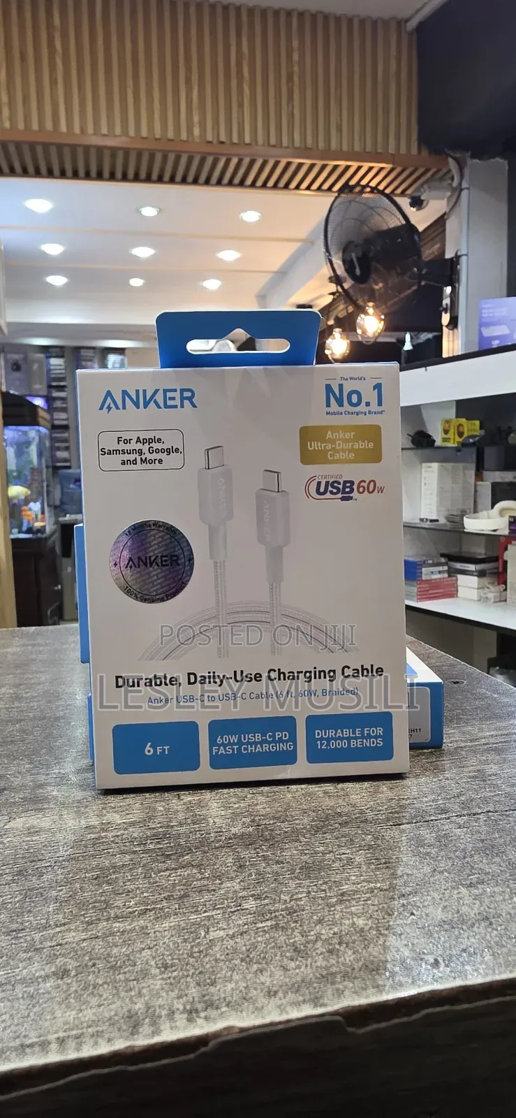 Anker Usb -C to Usb-C Cable(6tf,60w,Braided)