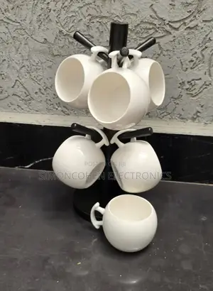 6pcs Unique Cappuccino Cups With Bamboo Stand