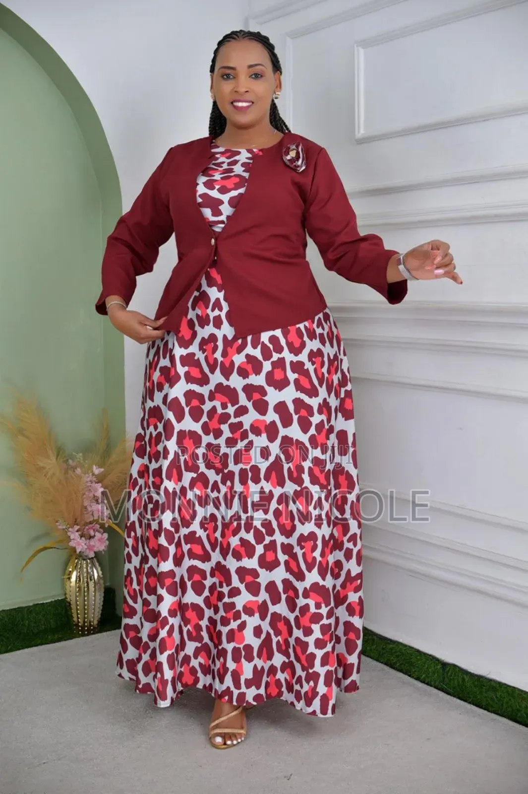 Maroon Long Dress Suit💯
