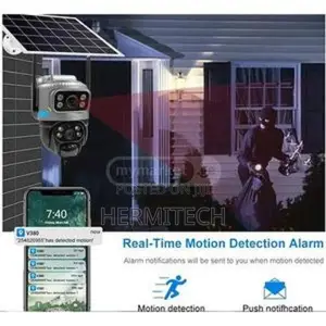 Wifi Solar Powered Wireless Camera, Dual Lens- 100% Wire