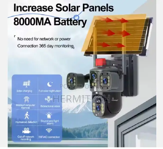 V380 Solar CCTV Security Camera 8mp 4g
