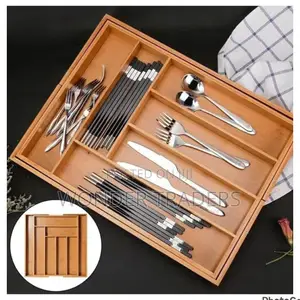 Big Bamboo Expandable Wooden Cutlery Drawer Organizer