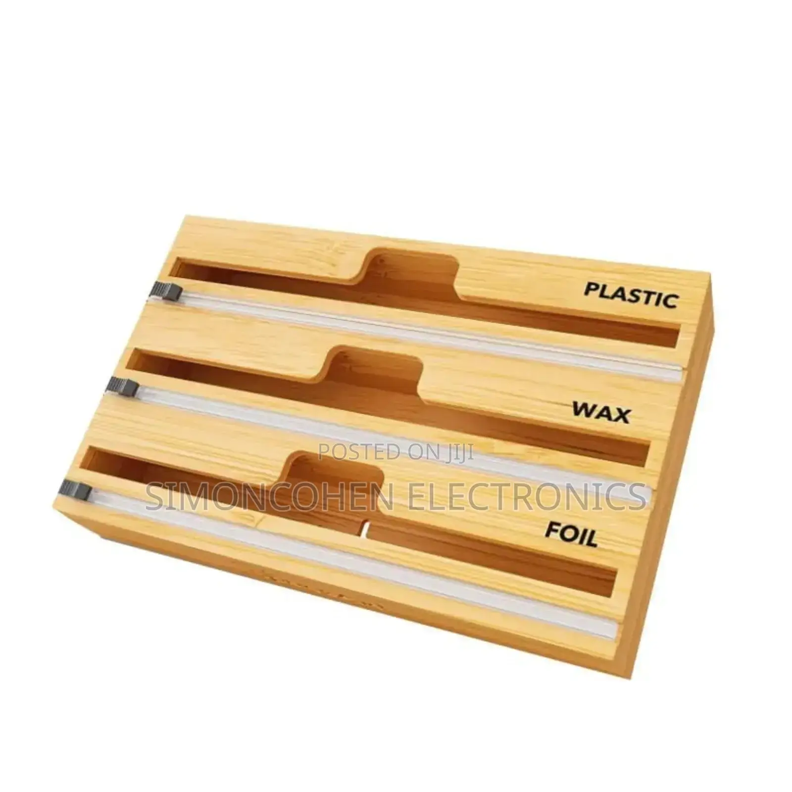 3in1 Bamboo Kitchen Foil Wrap Dispenser With Cutter
