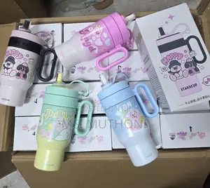 Kids Thermal Vaccum Insulated Cup With Handle Straw Lid