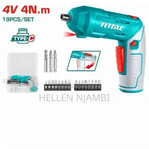 Total 4nm Li-Ion Cordless Screwdriver (4volts) 19pcs Set