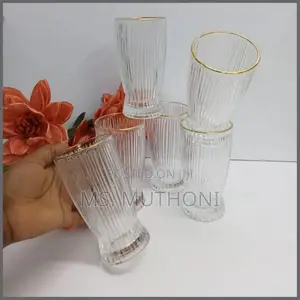 6pcs Borosilicate Juice/ Water Glasses With a Gold Rim*