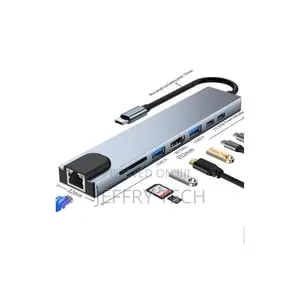 8 in 1 Adapter, Type-C to 2 Usb 3.0 Ports, Hdmi, Sd/Tf Card